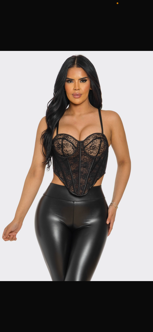 Lace corset -  Black