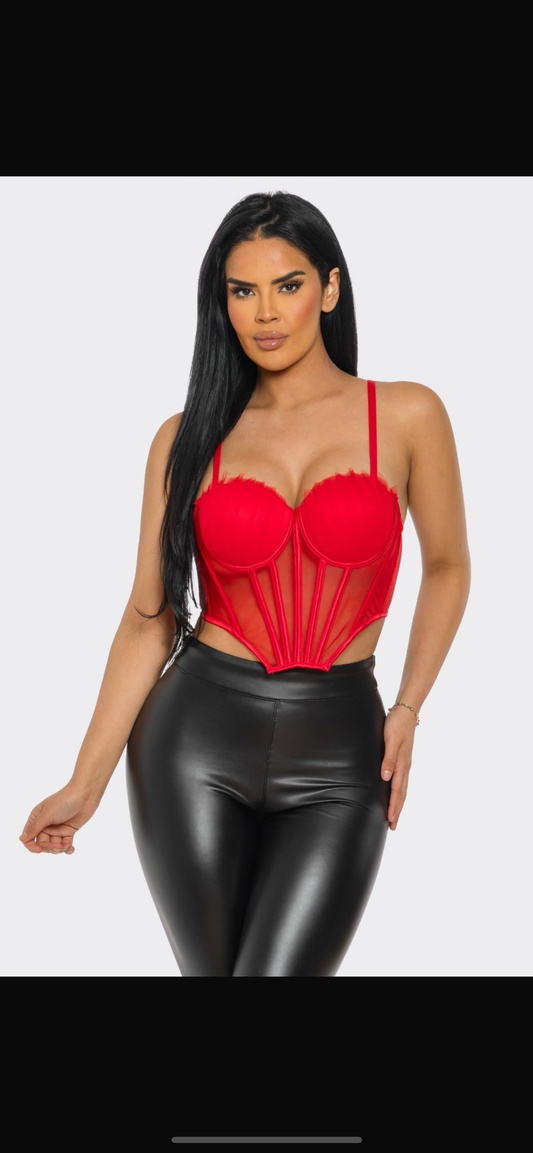 Mesh corset -  Red