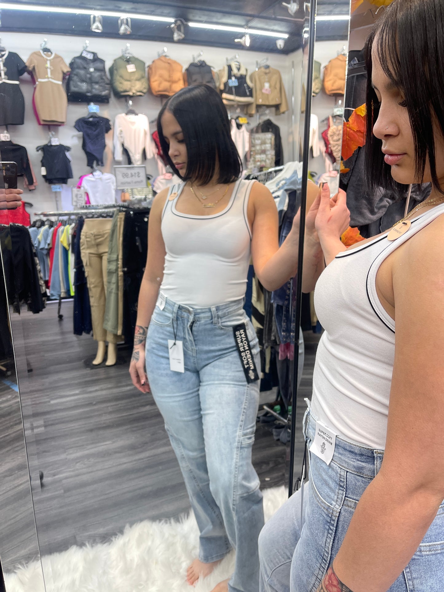 White Tank top with Two-tone