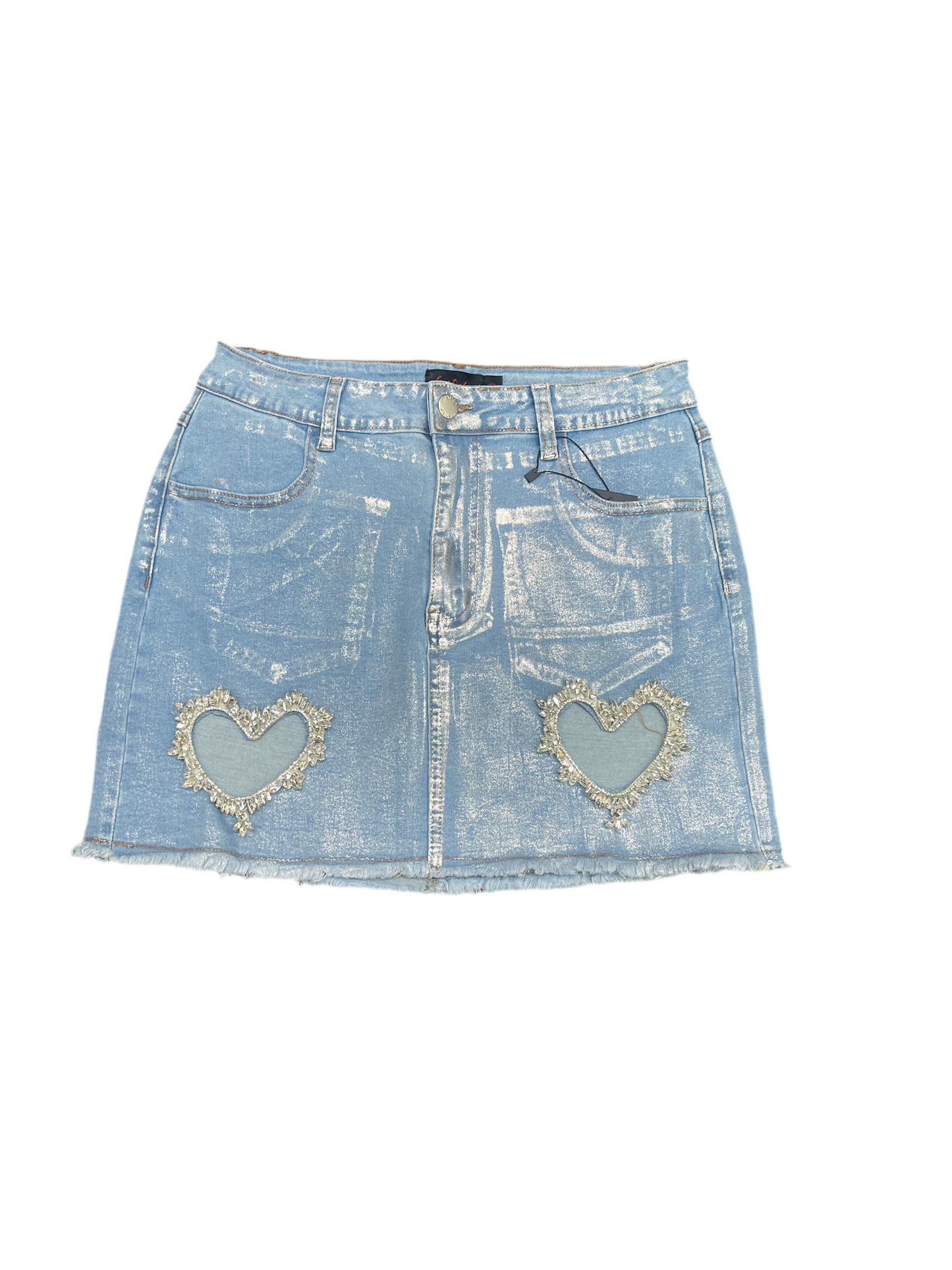 Rhinestone heart skirt Denim Blue