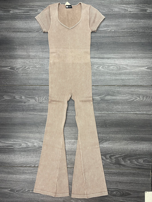 Jumpsuit short sleeve wide bottom Mocha