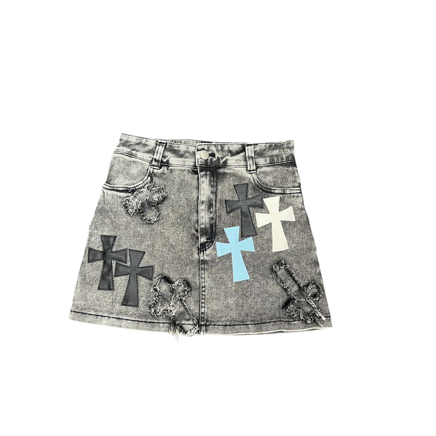 Cross skirt denim Grey