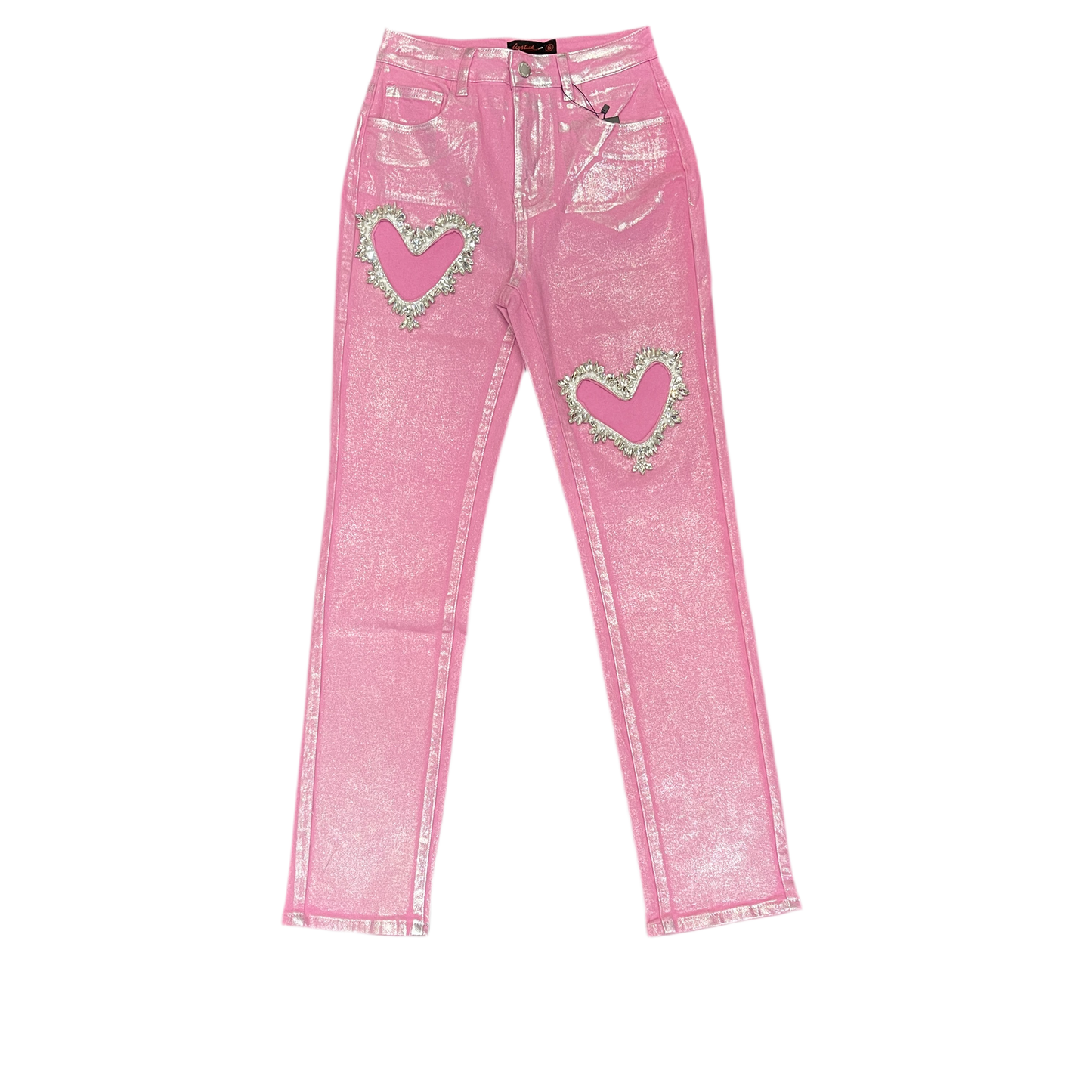 Rhinestone pants heart shaped Pink