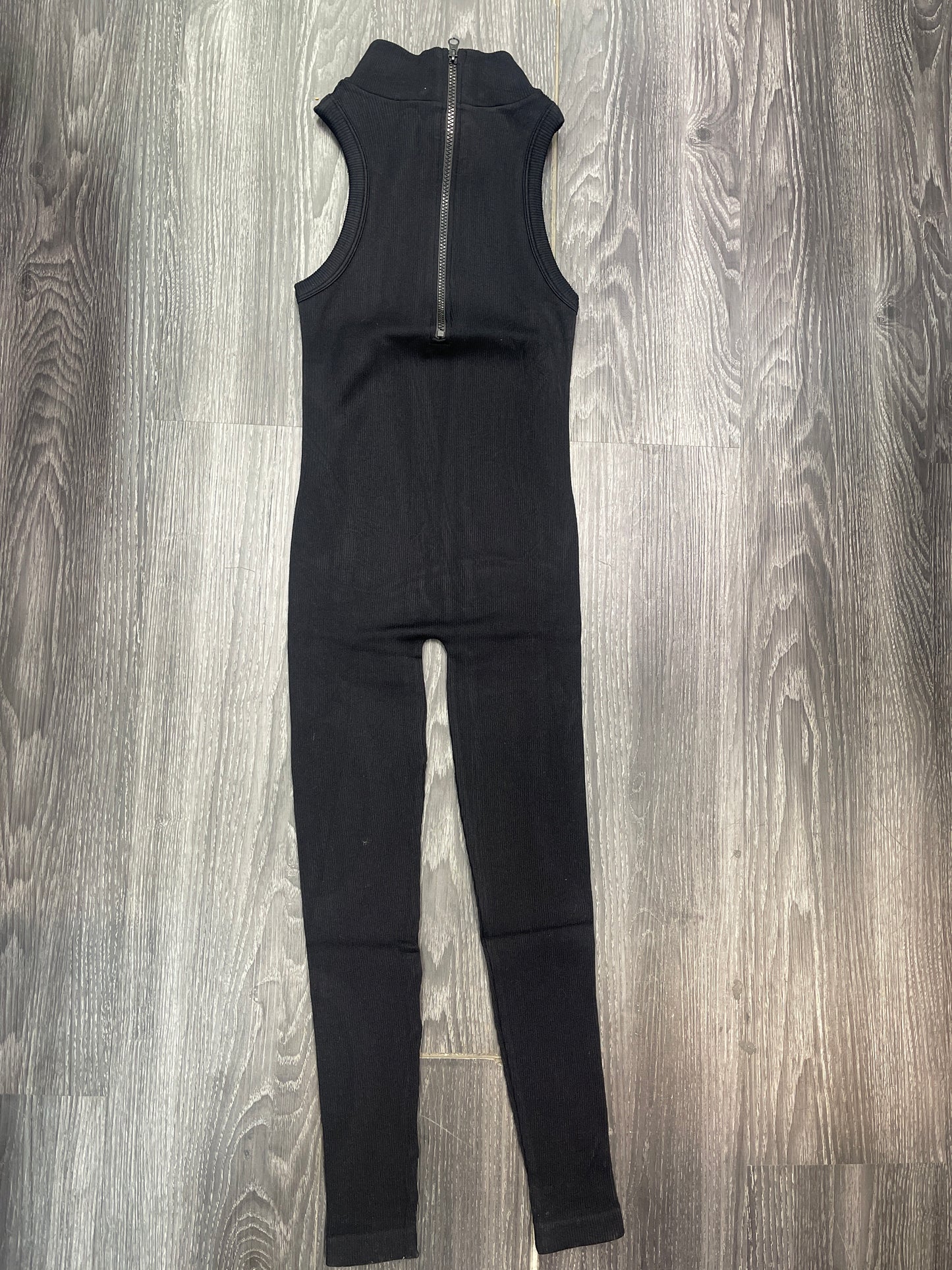 Ribbed high neck zip up long jumper