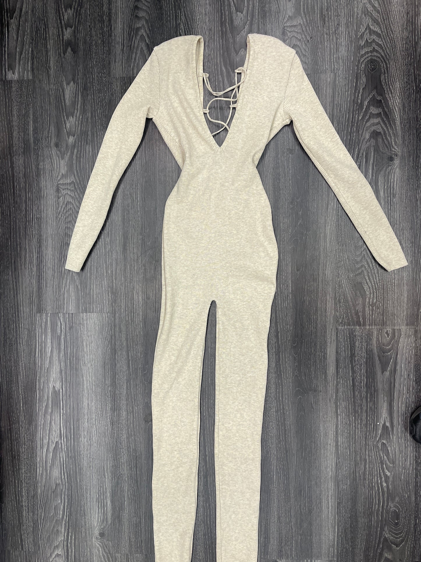 Jumpsuit laced back oatmeal