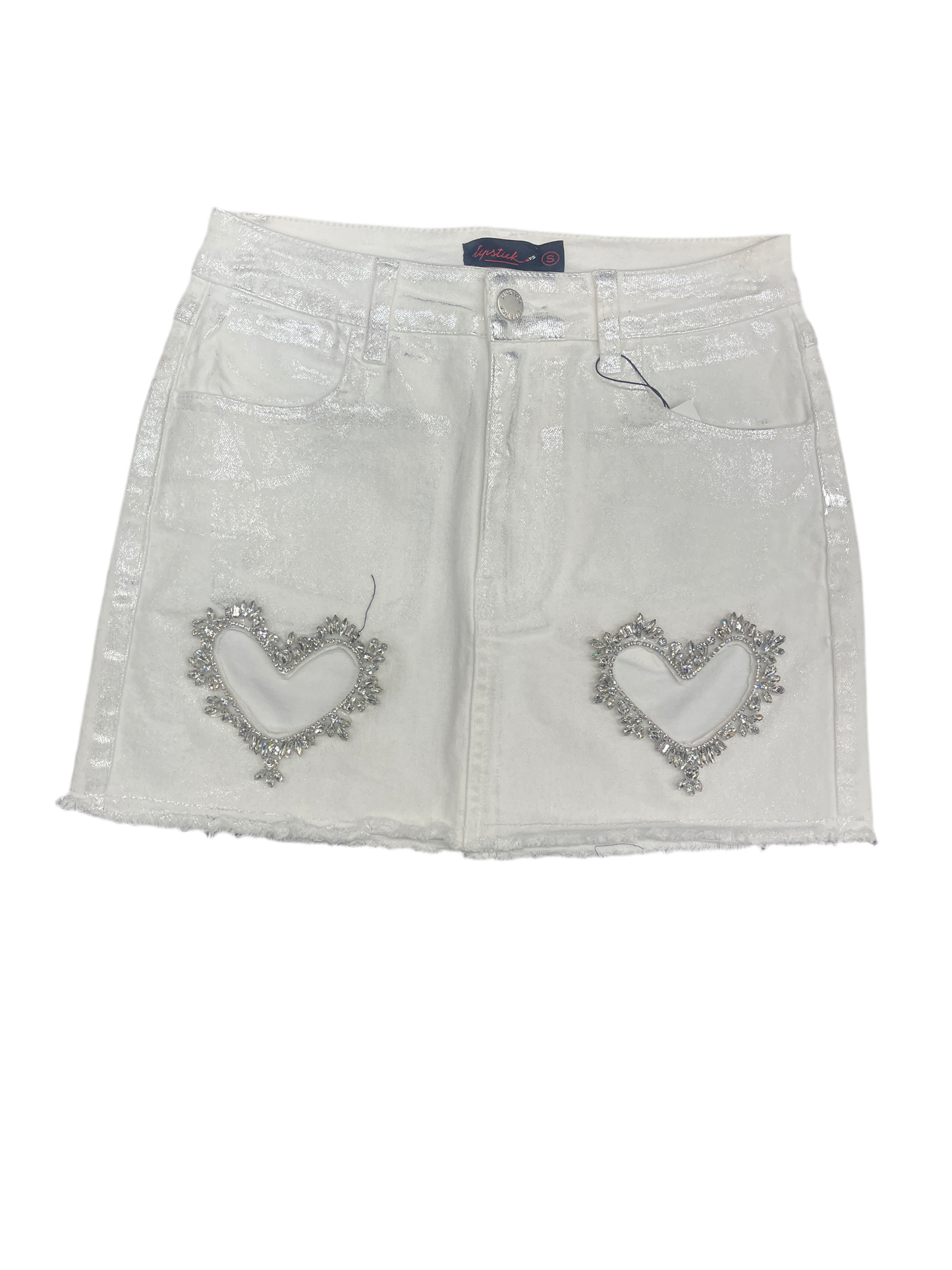 Rhinestone heart skirt White