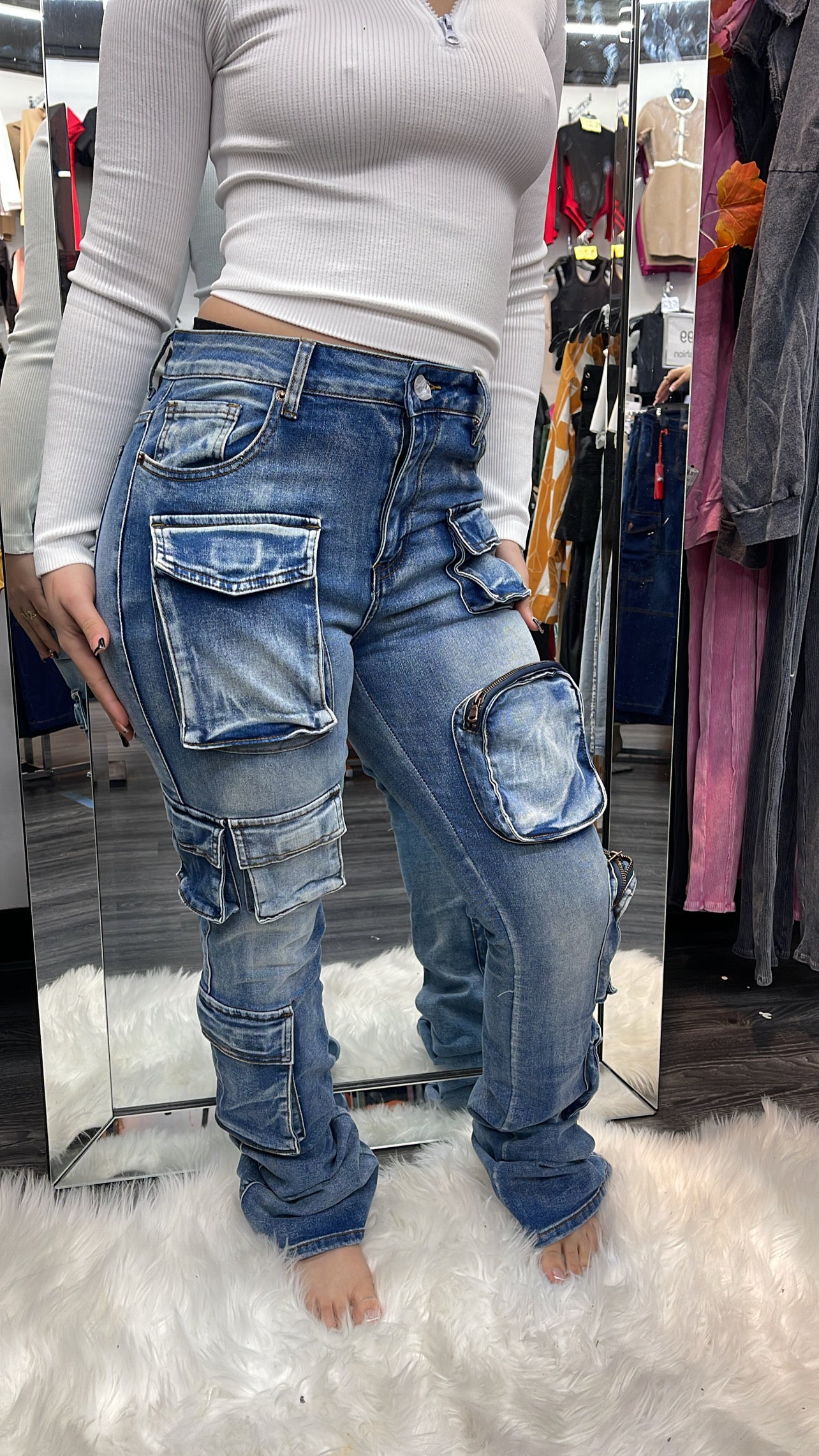 MULTI POCKET STACKED JEANS