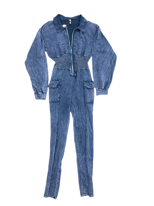 Long sleeve jumpsuit cargos blue