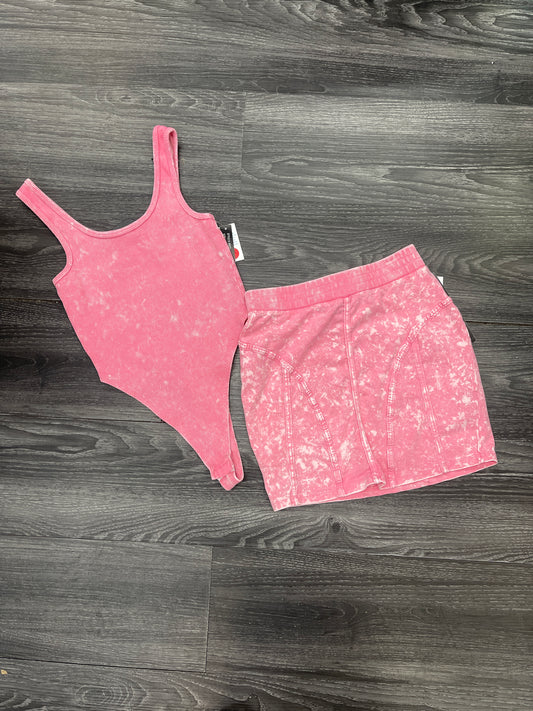 Two piece bodysuit skirt set Pink