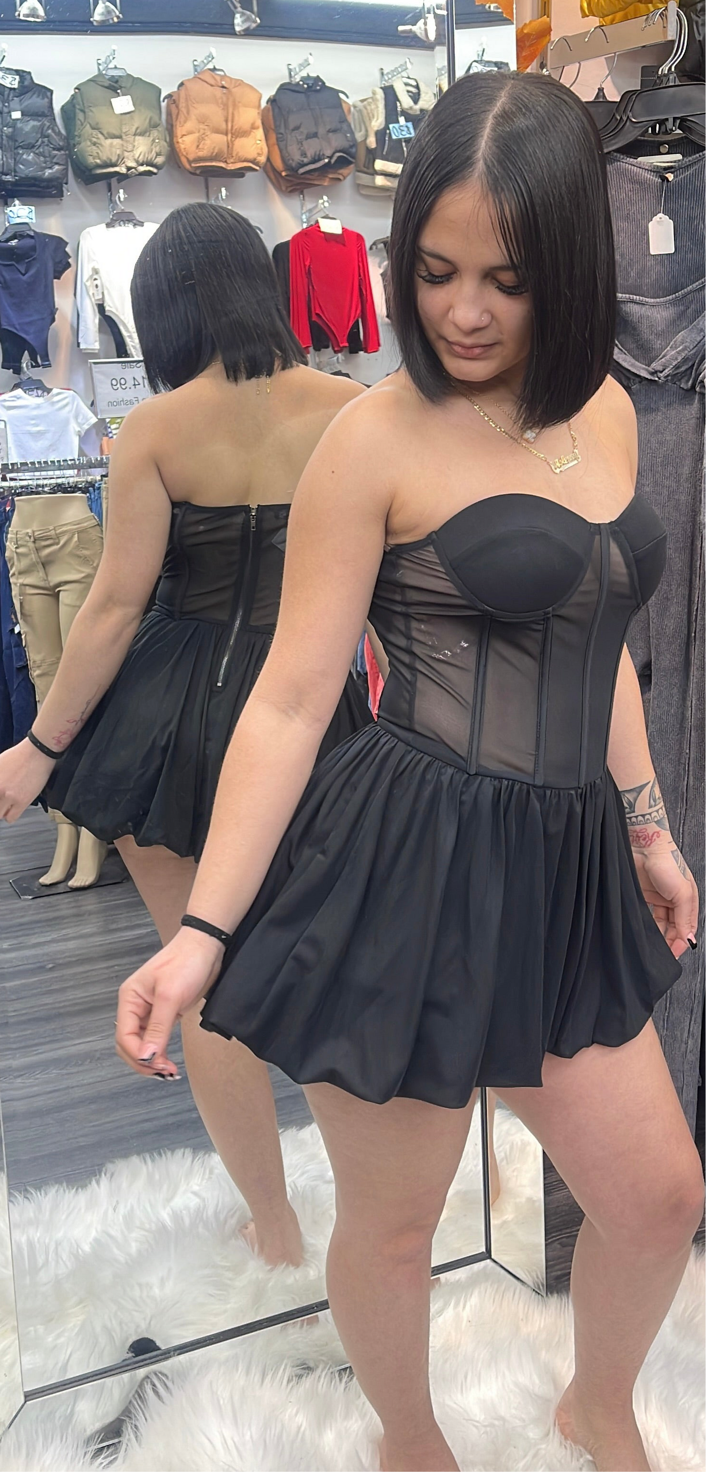 See through mini dress