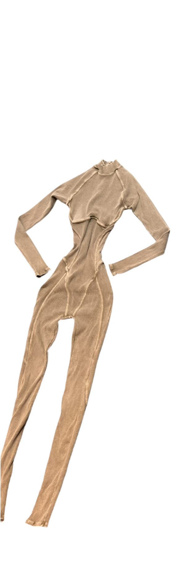 Ribbed jumpsuit beige