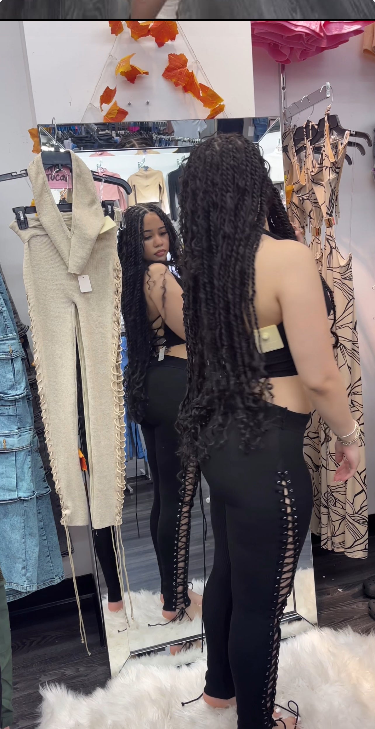 Two piece laced set halter neck