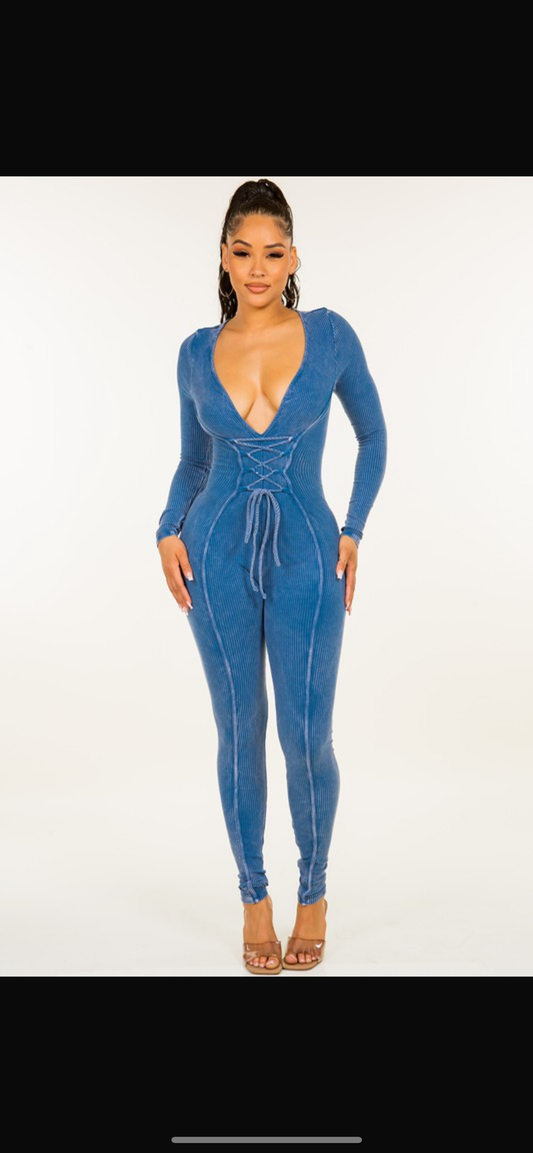 Jumpsuit with lace blue